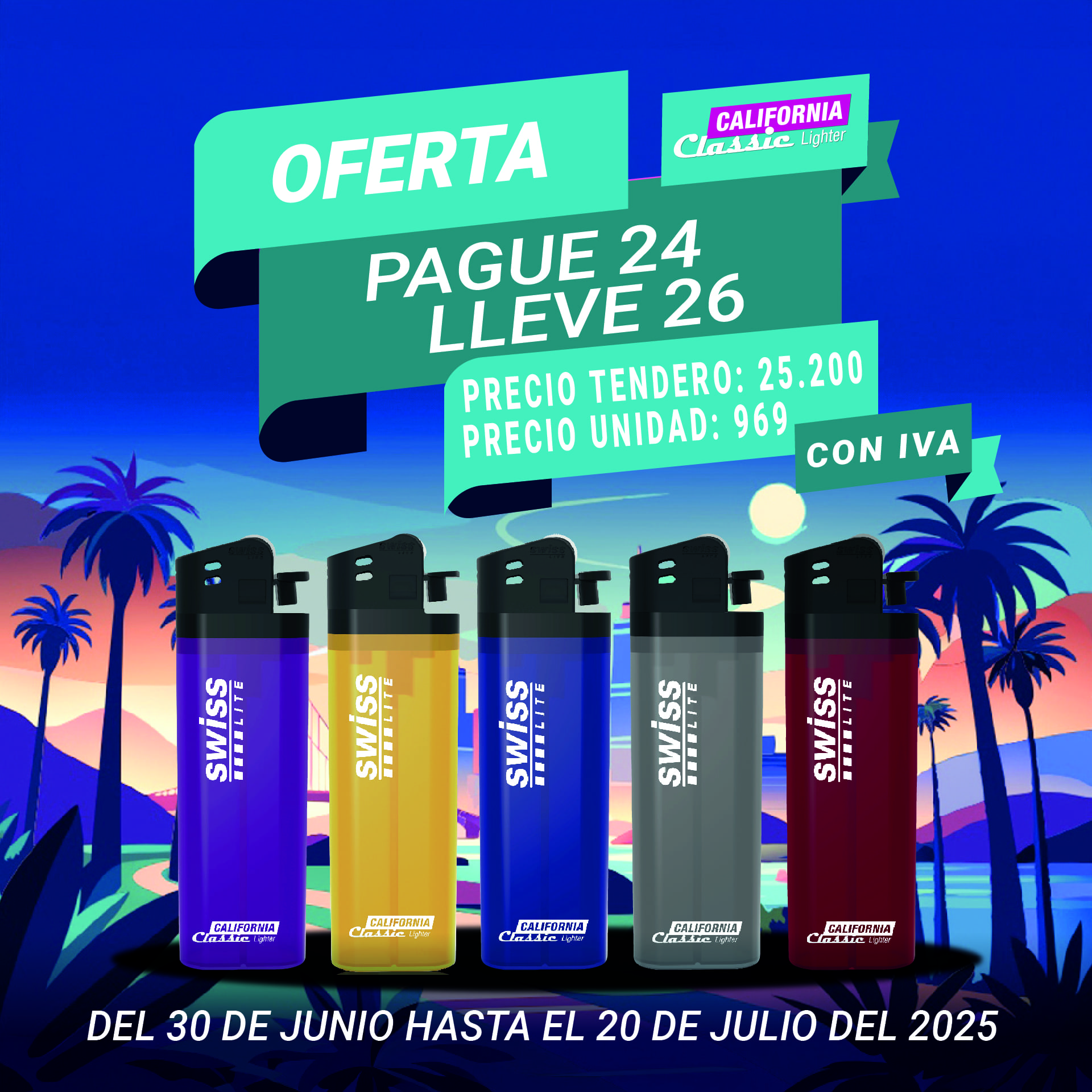 Pague 24 lleve 26 Encendedor Swisslite Frozen California